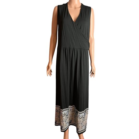 J. Jill Wearever Collection Sleeveless Maxi Dress 3X Havana Floral Wrap Cruise - Picture 1 of 5